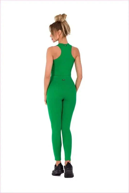 Ribbed Knit Fashion Leggings with Logo