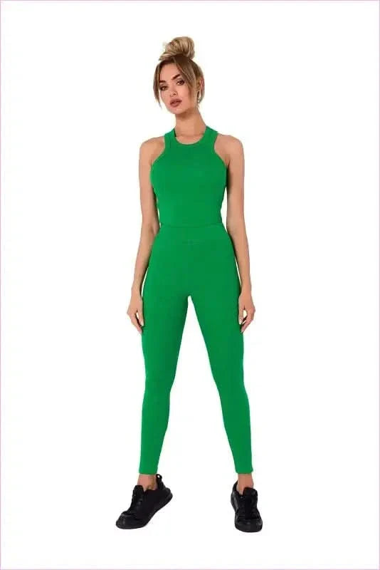 Ribbed Knit Fashion Leggings with Logo