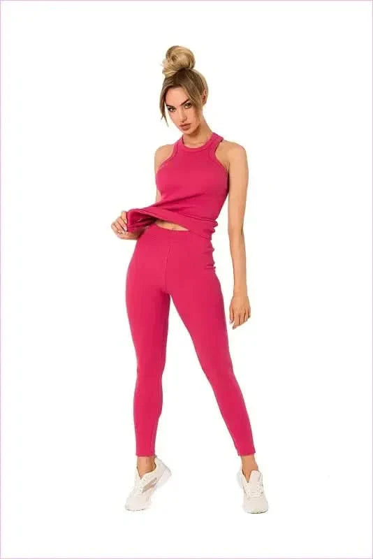Ribbed Knit Fashion Leggings with Logo