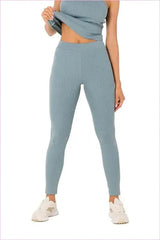 Ribbed Knit Fashion Leggings with Logo