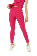 Ribbed Knit Fashion Leggings with Logo