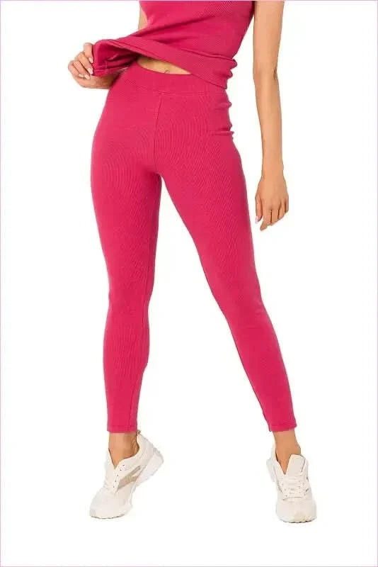 Ribbed Knit Fashion Leggings with Logo