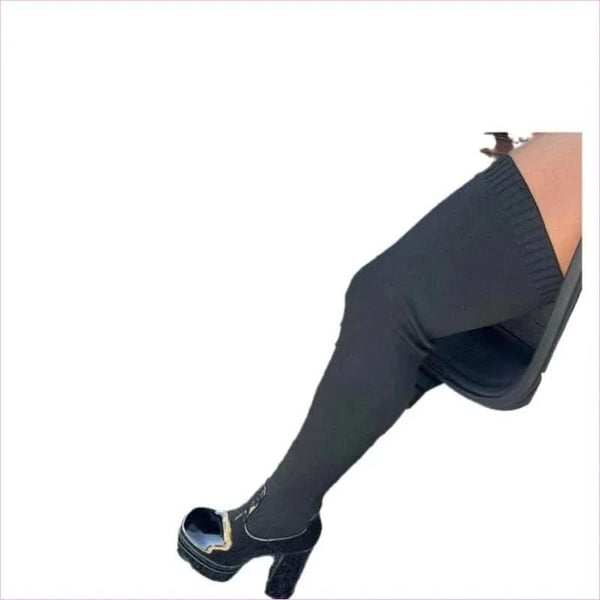 Round Toe Chunky Heel Over the Knee Knitted Boots for Modern Style
