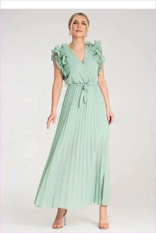 Ruffled Wrap Maxi Dress Unique Fashion Style