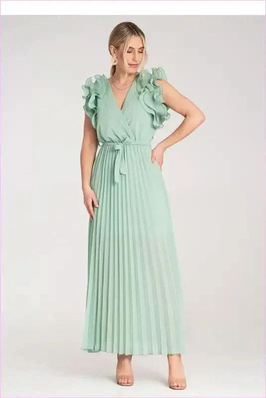 Ruffled Wrap Maxi Dress Unique Fashion Style