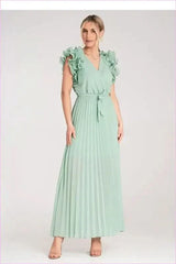 Ruffled Wrap Maxi Dress Unique Fashion Style