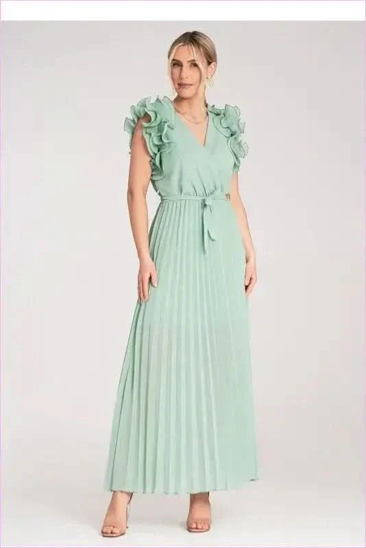 Ruffled Wrap Maxi Dress Unique Fashion Style