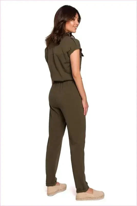 Safari Style Cotton Jumpsuit Unique Fashion
