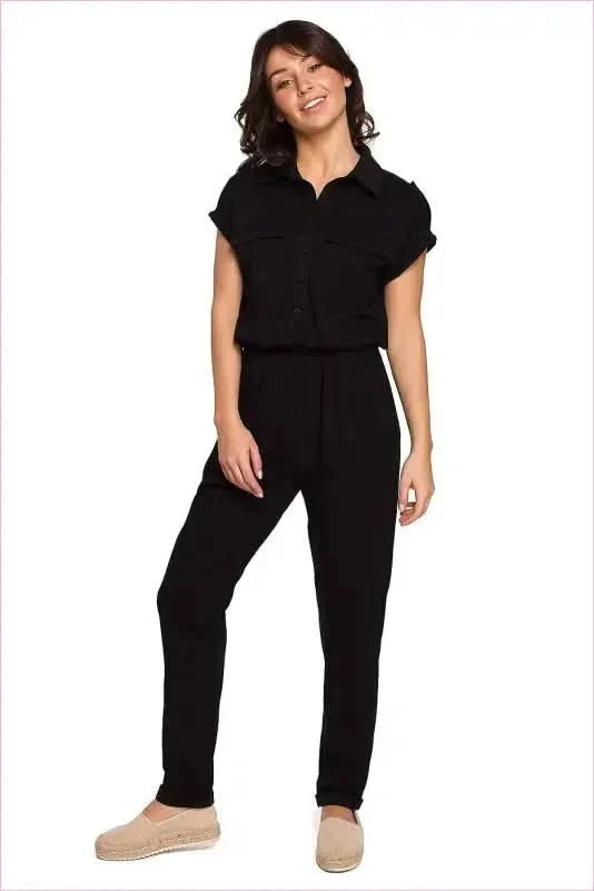 Safari Style Cotton Jumpsuit Unique Fashion