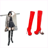 Shiny Black Patent Leather Knee Platform Stiletto Boots