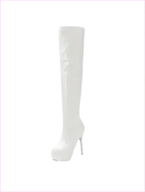 Shiny Black Patent Leather Knee Platform Stiletto Boots