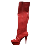 Shiny Black Thigh High Patent Ladies Boots with Lace-up Fronts