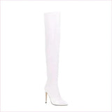 Shiny Black Thigh-high Patent Leather High Heel Womens Boots