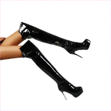 Shiny Red Patent Leather Knee High Heel Stiletto Boots