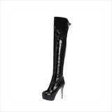 Shiny Red Patent Leather Knee High Heel Stiletto Boots