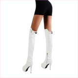 Shiny Red Patent Leather Knee High Heel Stiletto Boots