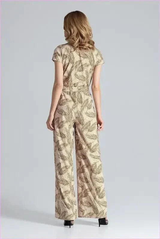 Short Sleeve Wide Leg Jumpsuit Fashion Style