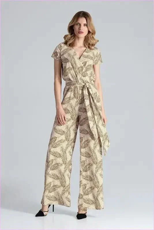Short Sleeve Wide Leg Jumpsuit Fashion Style