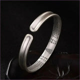 Silver Six Word Mantra Buddhist Scripture Bracelet