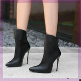 Sleek Fashion Stiletto Pointed Toe Ankle Boots in Plus Sizes