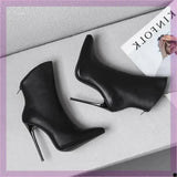 Sleek Fashion Stiletto Pointed Toe Ankle Boots in Plus Sizes