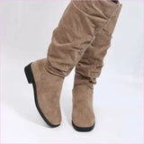 Slouchy Faux Suede Knee High Boots in Beige and Black