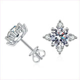 Snowflake Moissanite Diamond Sterling Silver Four-claw Stud Earrings