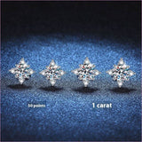 Snowflake Moissanite Diamond Sterling Silver Four-claw Stud Earrings