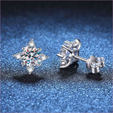 Snowflake Moissanite Diamond Sterling Silver Four-claw Stud Earrings