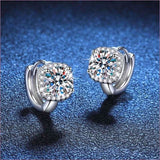 Solid Silver 1 Carat Moissanite Classic Hoop Earrings