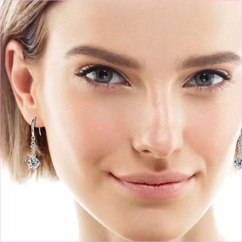 Sterling Silver Drop Earrings with Moissanite Over 0.3 Carats