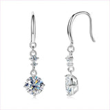Sterling Silver Drop Earrings with Moissanite Over 0.3 Carats
