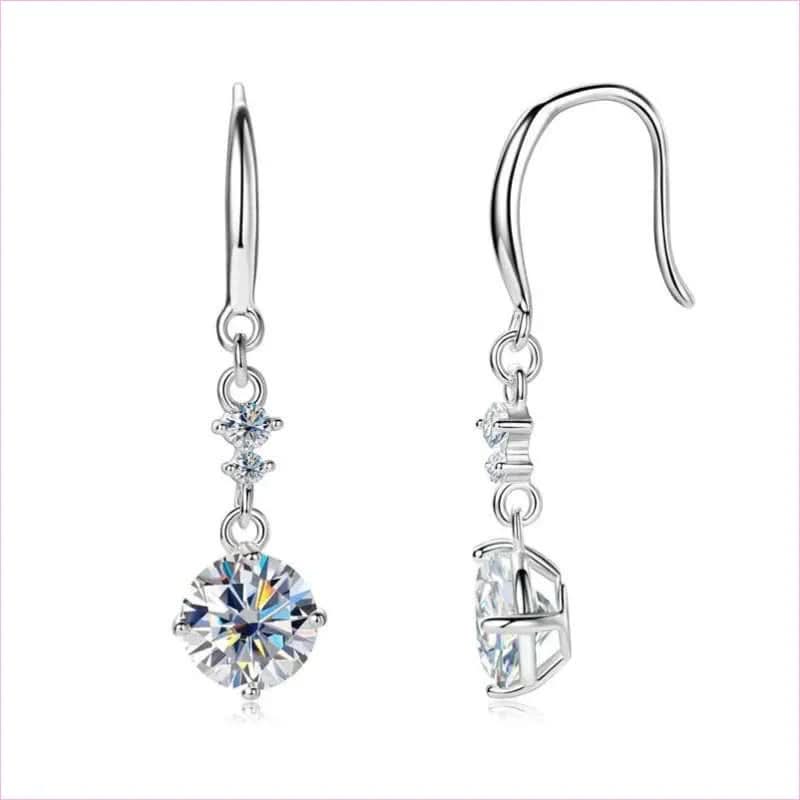 Sterling Silver Drop Earrings with Moissanite Over 0.3 Carats