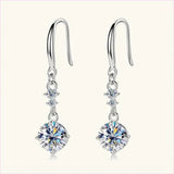 Sterling Silver Drop Earrings with Moissanite Over 0.3 Carats