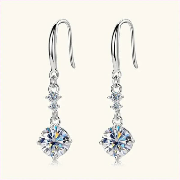 Sterling Silver Drop Earrings with Moissanite Over 0.3 Carats