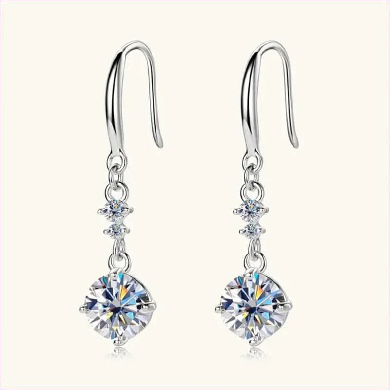 Sterling Silver Drop Earrings with Moissanite Over 0.3 Carats