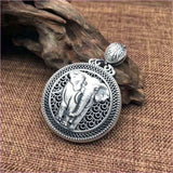 Sterling Silver Elephant Pendant with Buddhist Mantra and Elegant Design