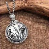 Sterling Silver Elephant Pendant with Buddhist Mantra and Elegant Design