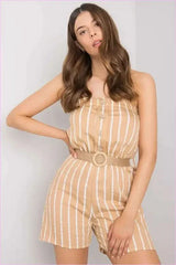 Striped Jumpsuit Casual Style Fashion