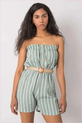 Striped Jumpsuit Casual Style Fashion
