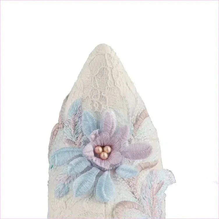 Stunning Lace Floral Bridal Booties with Lavender Appliqués and Beading
