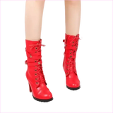 Stunning Rivet Motorcycle High Heel Ankle Boots in Black Leather