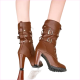 Stunning Rivet Motorcycle High Heel Ankle Boots in Black Leather