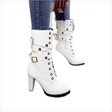 Stunning Rivet Motorcycle High Heel Ankle Boots in Black Leather