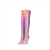 Stunning Unisex Shiny Pearlescent Pointed Toe Ladies Thigh Boots