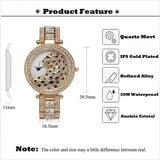 Stylish Gold Quartz Watch with Crystal Bling and Leopard Print Design