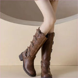 Stylish Multi Buckle Chunky Knee-high Boots for Autumn Wear
