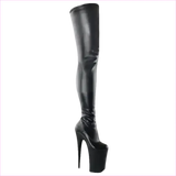 Stylish Patent Leather Ladies Boots with Transparent Heels in Black and White