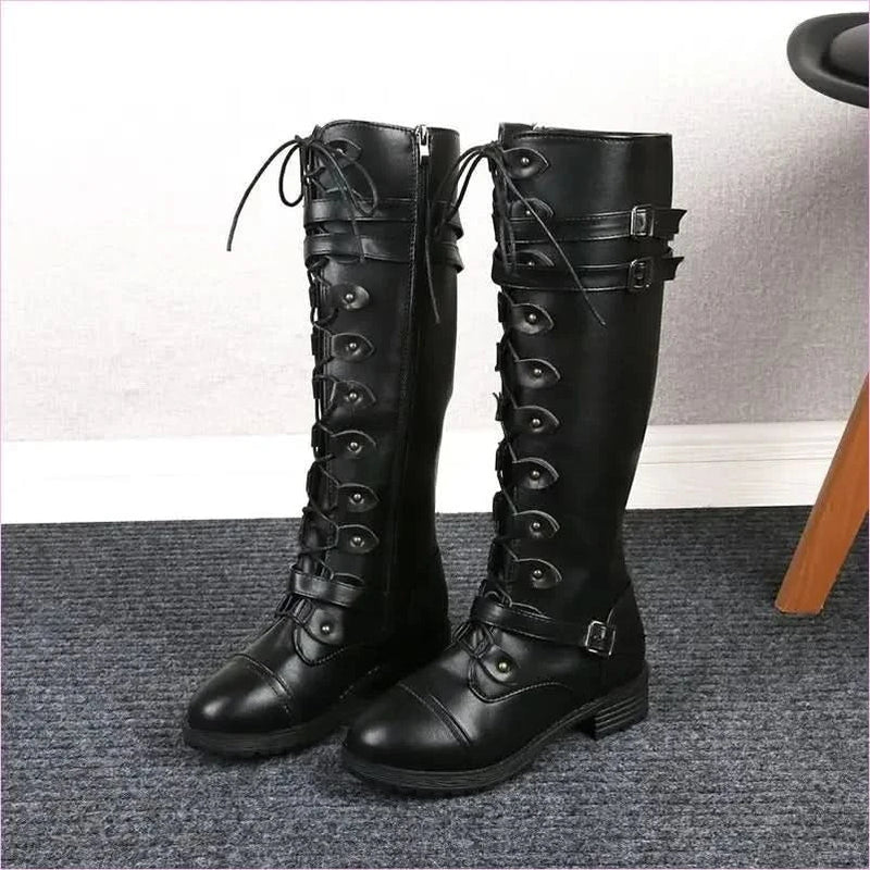 Stylish Women’s Knight Boots with Round Toe and Square Heel
