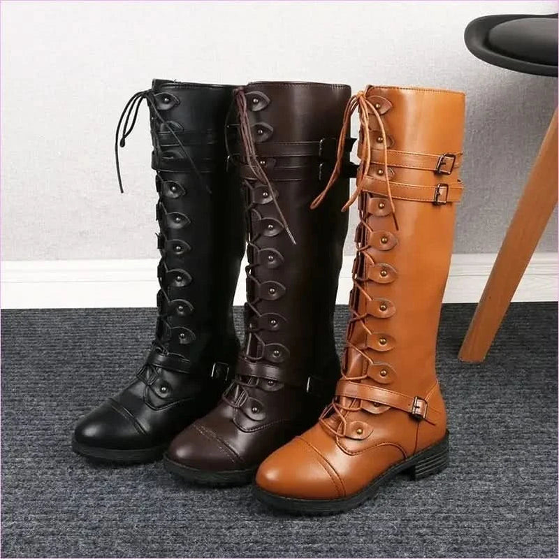 Stylish Women’s Knight Boots with Round Toe and Square Heel